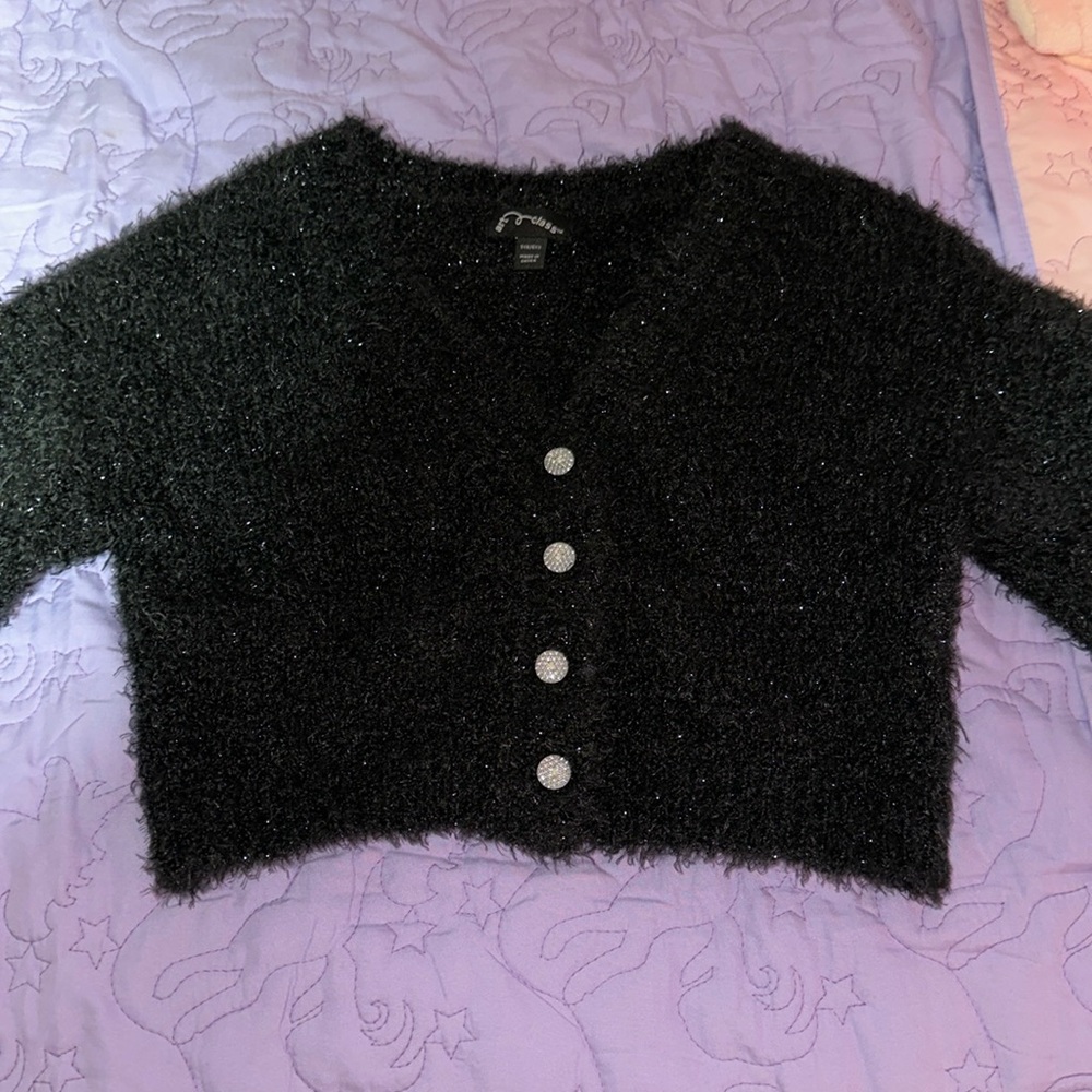 Art class cropped sparkle cardigan